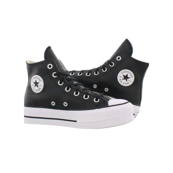 Converse Chuck Taylor Leather All Star Lift High Black Platform Women Size 8 44 - Picture 1 of 16